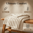 thumbnail image 5 of ROSEKIND Striped Blanket, Premium Faux Fur Touch Ribbed Throw for Sofa and Bed, Cozy Gift for Adults and Friends, 40''x60'', Ivory Cream, 5 of 7