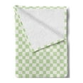 thumbnail image 2 of Geometric Soft Flannel Fleece Throw Blanket, Retro Big Squares Checked Pattern in Soft Colors Monochrome Tile Print, Cozy Plush for Indoor and Outdoor Use, 70" x 90", Lime Green White, by Ambesonne, 2 of 5