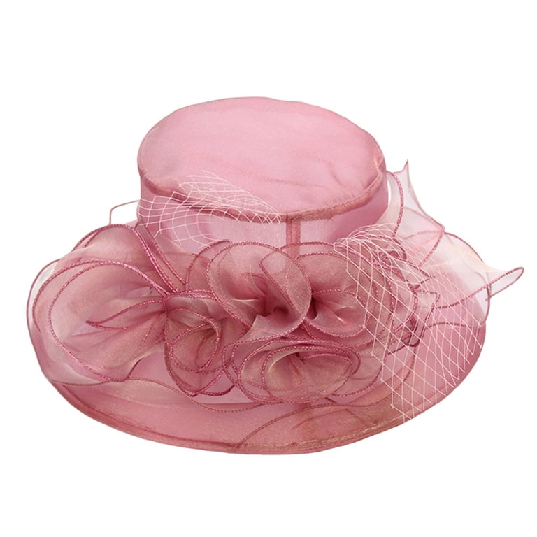 Wide Brim Derby Hat Organza Veil Feather Fascinator UV Protection Sun Hat Womens Organza Church Tea Party Wedding Fascinator Hat UV  main image 3