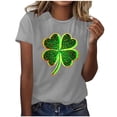 thumbnail image 2 of Uootdi St Patrick's Day Tees for Women Short Sleeve Crewneck Heart Shamrock Print Holiday Parades Casual Blouses Shirts Tops Gift, 2 of 5