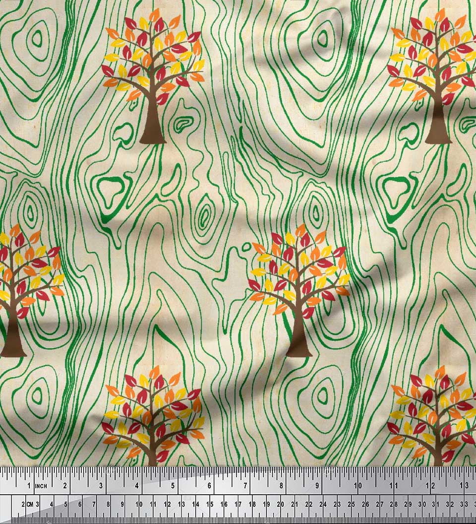 Curated visual reference: Textured Print Fabrics For Upholstery Reference: Soimoi Satin Silk Fabric Tree Woodgrain Texture Print Fabric By
