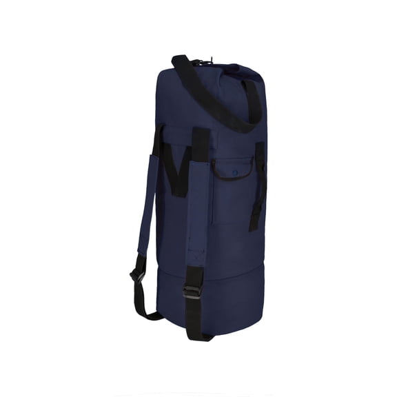 WHITEDUCK G.I Top Load Military Rucksack Style Double Strap Duffel Bag Heavy Duty and Water Resistant- Gym, Sports, Travel, Hiking, Backpacking (21" x 37", Navy)