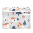 thumbnail image 7 of Yayeee Collapsible Storage Bin with Lid Fabric Closet Decorative Basket with Handles, Gray Cartoon Houses, 7 of 7