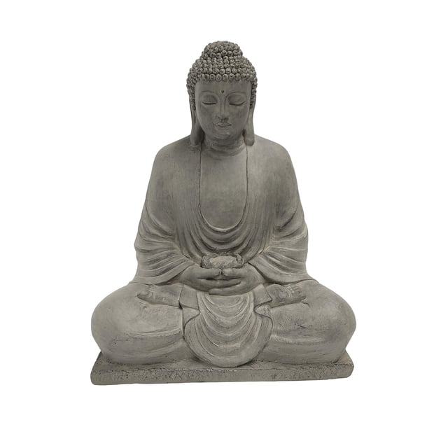 Estatua de Buda meditando Hi-Line Gift 77127-M de poliresina
