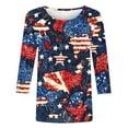 thumbnail image 3 of Hvyesh Independence Day Deals Women's 3/4 length Sleeve Tops American Flag Graphic T Shirts Summer Patriotic Shirt Casual 4th of July Tunic T Shirt, 3 of 5