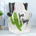 thumbnail image 4 of Hug Soft Flannel Fleece Throw Blanket, Cactus with Heart and Cursive Lettering Free Hugs Words, Cozy Plush for Indoor and Outdoor Use, 50" x 70", Lime Green Baby Pink, by Ambesonne, 4 of 5