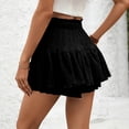 thumbnail image 4 of Ovticza Women's High Waist Ruffle Mini Skirt Built in Shorts A Line Flowy Boho Skirt with Pockets Black S, 4 of 9