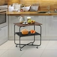 thumbnail image 4 of Gymax 2-Tier Folding Rolling Cart Kitchen Utility Cart Tool-Free Installing Brown, 4 of 10