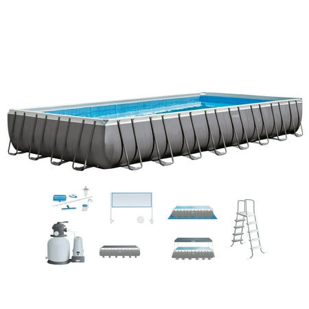 Intex 32' x 16' x 4.3' Ultra Frame Above Ground Swimming Pool Set with Sand Pump
