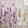 thumbnail image 3 of Shower Curtain Purple Lavender Shower Curtains for Bathroom Decor, Waterproof Polyester Shower Curtain Set with Hooks, Extra Long 72" x 78" Vintage Floral Butterfly Pink, 3 of 9