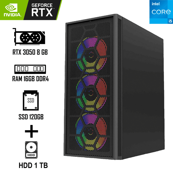 PC gamer i5 12400F Intel RAM 16GB HDD 1TB RTX 3050