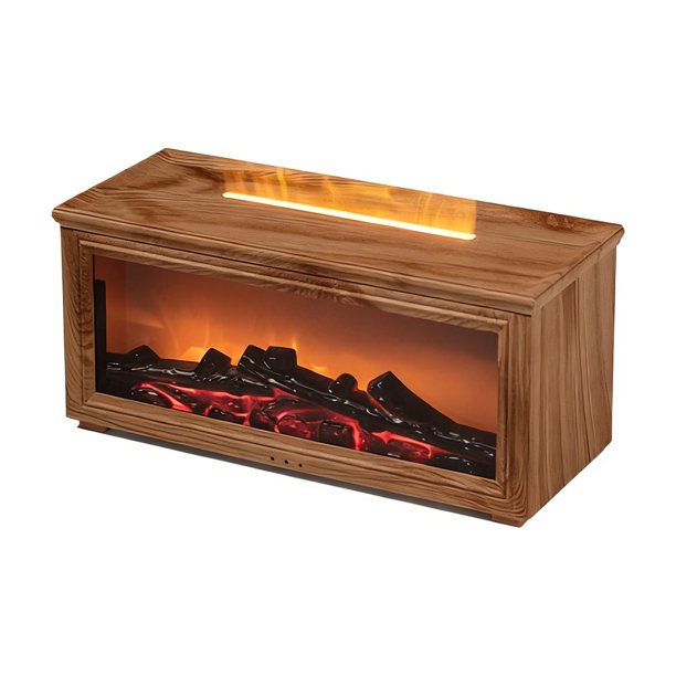 Inteprter El difusor de chimenea agrega un ambiente romántico a través de la niebla y las luces LED coloridas ajustables en cualquier Aromaterapia y Aceites Esenciales madera clara