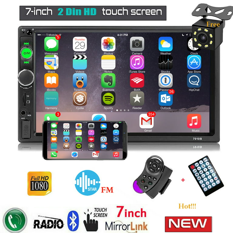 Car Stereo 2 Din Car Radio Inch MP5 Player with HD Touch Screen Digital Display Bluetooth Multimedia support USB Aux-in Double Din Mobile Phone Interconnection with Backup Camera -