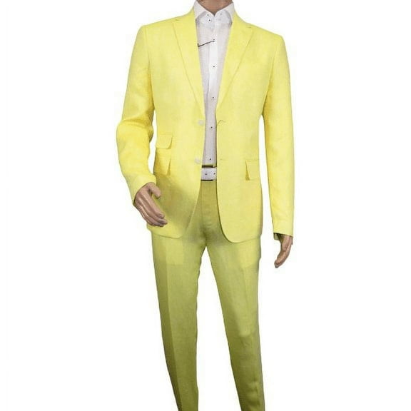 Men Premium 100% Linen Cocktail Suit by INSERCH Breathable and cool SU880 Yellow