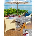 thumbnail image 4 of Gray Christmas Outdoor Tablecloth - 52x70 Inch Rectangle Dining Table Cover, Snowflake Snowman Xmas Birds Berry Waterproof Outdoor Table Cloth with Umbrella Hole & Zipper for Picnic/Patio, 4 of 5