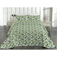 thumbnail image 2 of Ambesonne Lemon Quilted Bedspread Set 3 Pcs, Citrus Branches Tree Summer, King, Cream Teal Marigold, 2 of 4