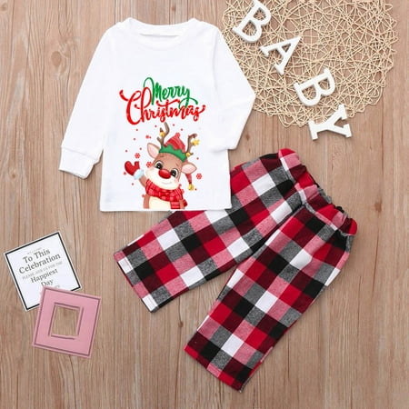 

LEEy-world Matching Christmas Pjs For Family For Family Matching Pjs Ugly Xmas Jammies Red Buffalo Plaid Sleepwear Santa Elk Holiday Pajama Set