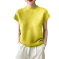 thumbnail image 5 of ZyeKqe Cap Sleeve Sweaters for Women High Neck Summer Top Solid Color Pullover Knit Top Lightweight Loose Blouse, 5 of 7