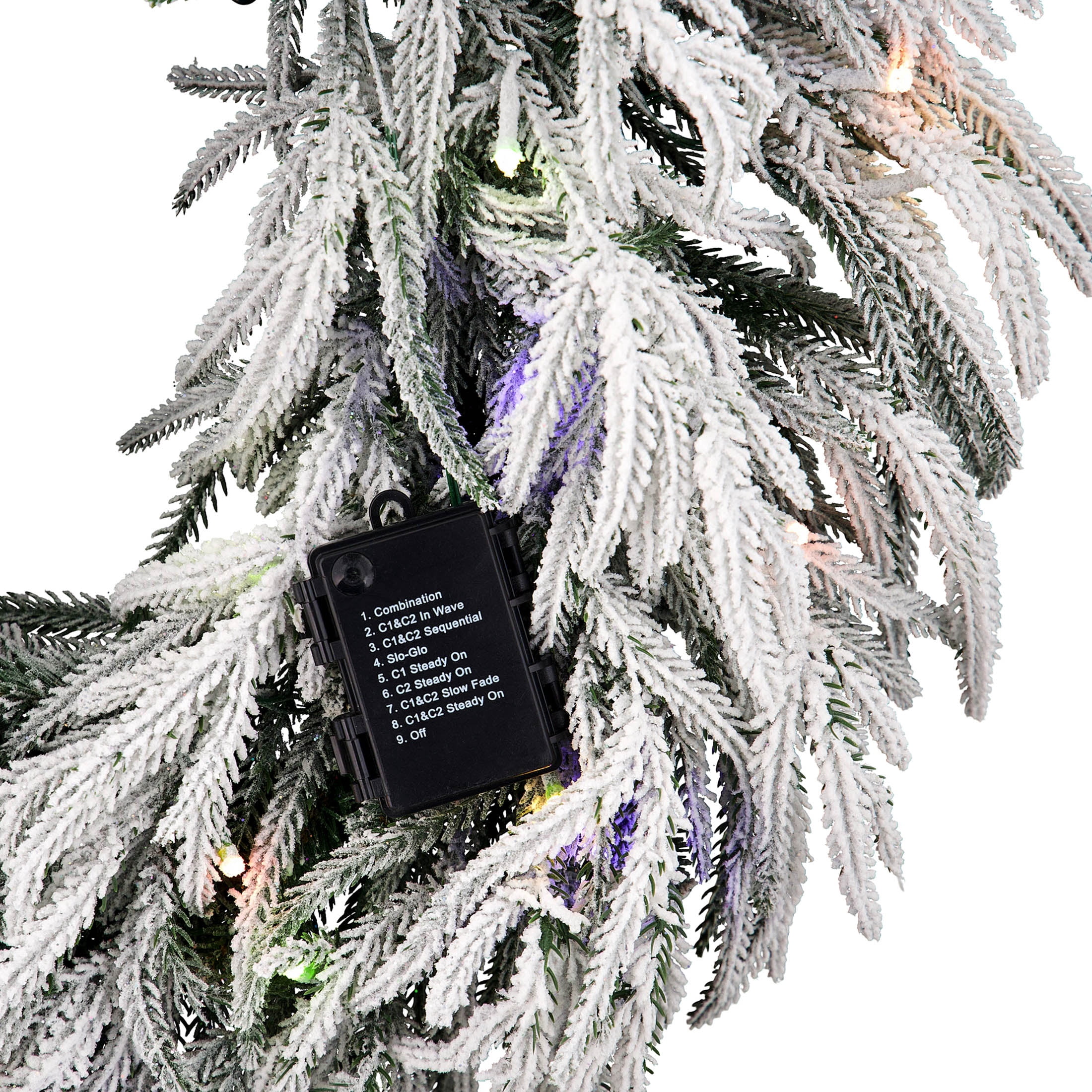 Pre-Lit Battery-Operated Snow-Flocked Hamilton Artificial Christmas Wreath, Green and White, 24", by Holiday Time