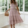 thumbnail image 2 of Eagokdc Summer Dresses for Women Crew Neck Loose Casual Beach Short Sleeve Floral Elegant Maxi Dress With Pockets Size S-2XL, 2 of 7