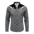 thumbnail image 4 of HXWCHs Western Heritage Long Sleeve Casual Shirt Festive Print Button Front Durable Easy Care top for Men XL Grey, 4 of 4
