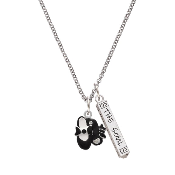 Delight Jewelry Silvertone Black Enamel Tap Shoes Silvertone Hope Anchors the Soul Bar Charm Necklace, 23"