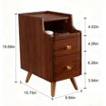 thumbnail image 3 of Muwuele Small Nightstand, Solid Wood Nightstand with Drawers, Modern Walnut Bedside Table for Bedroom, 3 of 5