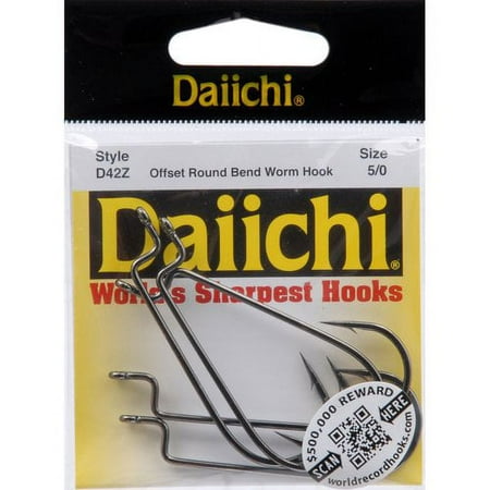 UPC: 0042758242059 | Daiichi D42Z-5/0 Worm Hook Size 5/0 Round Bend/Wide Gap Offset