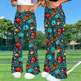thumbnail image 5 of Womens Pants Football Print Flare Pants Casual Loose Sports Fitness Yoga Wide Leg Long Trousers, 5 of 9