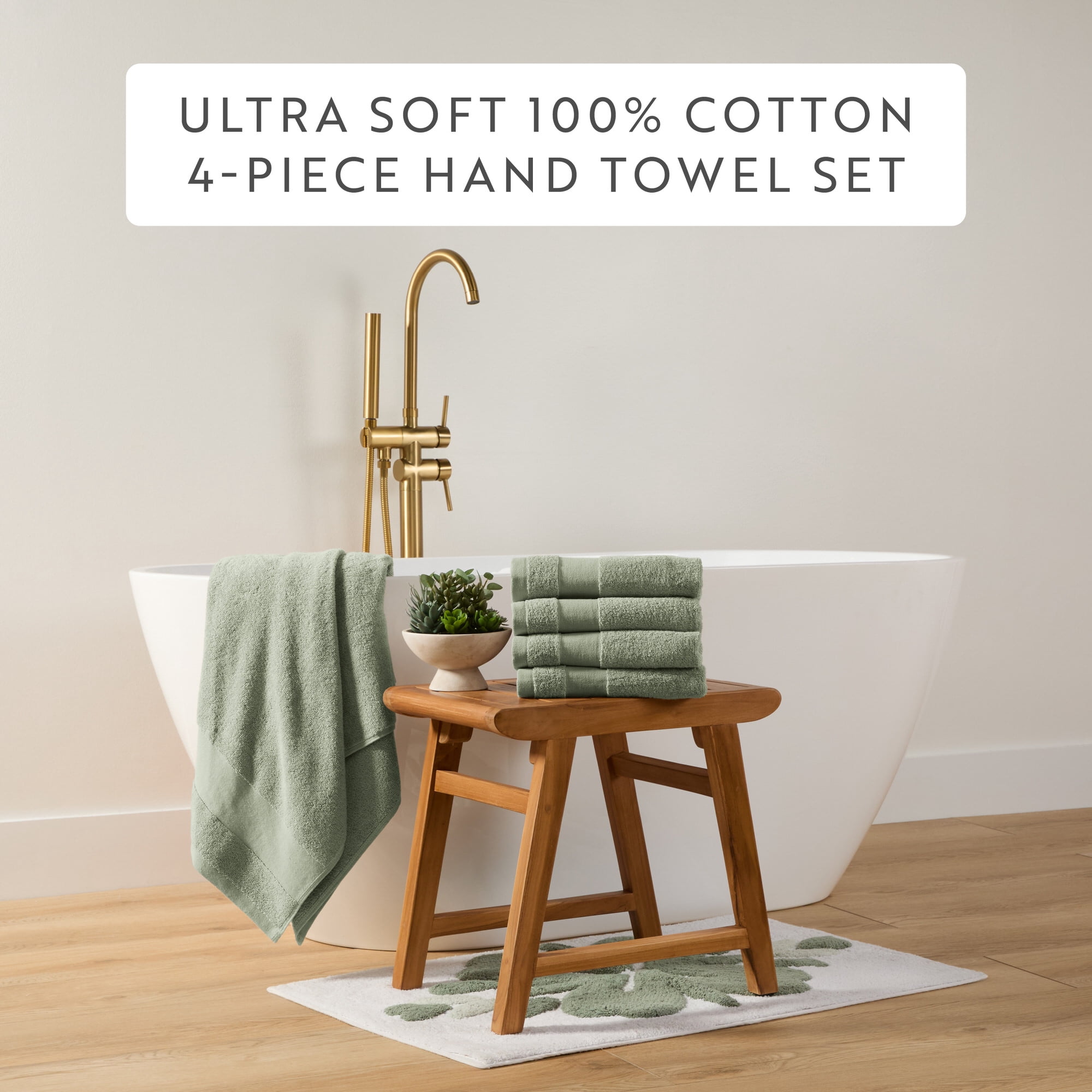 Noble Linens 4 pack Cotton Hand Towels