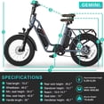 thumbnail image 3 of Fucare Gemini X 750W Electric Bike for Adults Woman Dual Battery Cruise Control 28Mph 20" 4.0 Fat Tire 5.3" Color Display Shimano 7 Speeds Commuter Bike UL Certified, 3 of 7