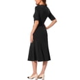 thumbnail image 3 of INSPIRE CHIC Elegant Business Casual Fishtail Dress for Women Sheath Short Sleeve Party Cocktail Dress Black S, 3 of 5