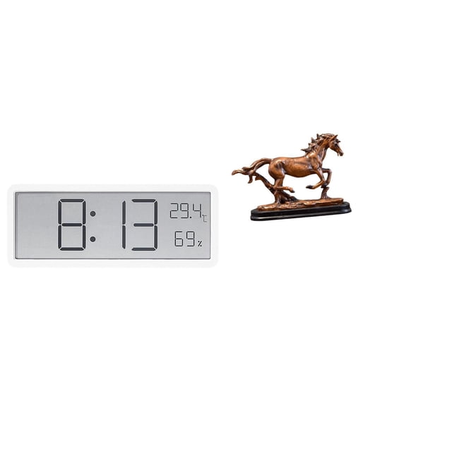Reloj De Pared Con Escultura Digital, Figura De Reloj De Escritorio, Multiusos, Pantalla Grande, Adorno De Temperatura Y Humedad, Estatua De Caballo Para Aula, Oficina, Dormitorio, Escritorio,