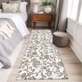 thumbnail image 5 of 2x6 Kitchen Runner Rug, Brown Flower Non-Skid Rubber Backing Large Rectangle Rugs - Living Room Bedroom Home Office, Vintage Farmhouse Boho Leaf Spring Plant Indoor Floor Mat Carpets Washable Rug, 5 of 9