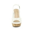 thumbnail image 6 of BLISSFUL STEP Women's Shoes Floral Lace Platform Peep Toe Wedge Heel Sandals White 9, 6 of 8