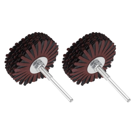 Uxcell 2 Pcs Abrasive Flap Wheel 3.2 Inch Diameter 1/4 Shank 400 Grit Aluminum Oxide Flap Wheel Sanding Abrasive Sandpaper for Woodworking Root Carving Furniture Polishing Red