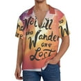 thumbnail image 3 of Xecao offers the Not All Who Wander Are Lost for Men's Casual Short-sleeved Shirt, a button-up collared shirt with a pocket, perfect for beach vacations and yacht travel in the X-Large size., 3 of 7
