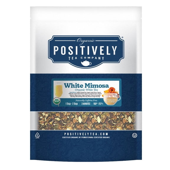 Positively Tea's Organic White Mimosa, White Tea, Loose Leaf, 1 Pound Bag