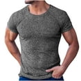 thumbnail image 4 of Shirts for Men Short Sleeved Round Neck Casual Solid Color T-shirt Dark Gray XXL, 4 of 6