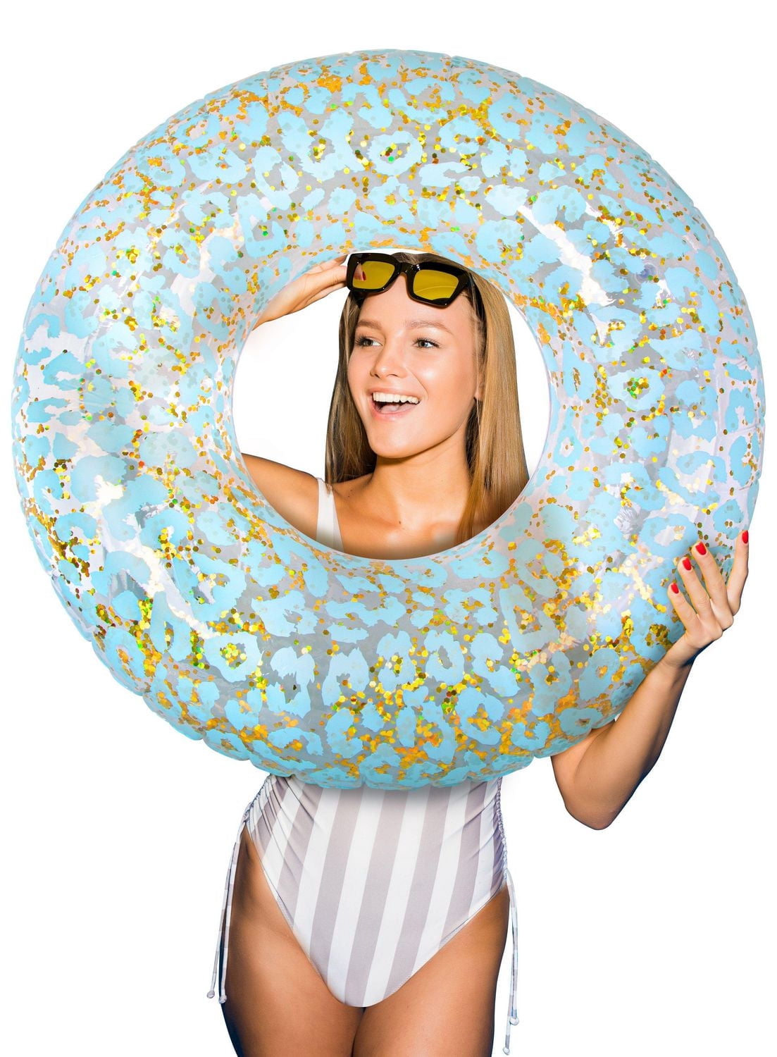 Play Day - Anneau flotteur a motif leopard scintilant