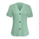 thumbnail image 4 of Casual Primavera Tops para las Mujeres V-Cuello Torcido Botón Color Sólido Suelto de Manga Corta, Fácil Oficina Y Fiesta de Uso, 4 of 4