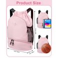 thumbnail image 3 of Mochila de Cuerda RHDZO para Gimnasio con Compartimiento para Zapatos Rosa, 3 of 7