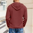 thumbnail image 7 of FRSASU Men's Cotton Linen Pullover Hoodie, Long-Sleeve Drawstring Slub thermal Red, 7 of 7