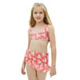 thumbnail image 1 of Bullpiano Kids Girl's Three Pieces Swimsuits Cute Heart Printed Swimwear Bikini Set Carton Bathing Suit with Cover up Beach Skirt 7-11T, 1 of 7