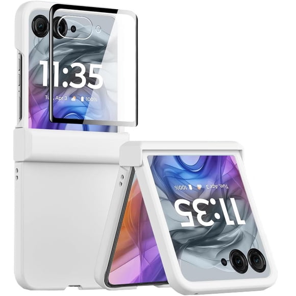 Funda KEKBOXQ para Motorola Razr 2024 - Bumper rígido slim con protección de bisagra y protector de pantalla frontal, azul