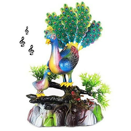 Singing and Dancing Peacock Party Favor Figurine | Decorative Party Centerpiece Dance and Song Bird for Festive Occasions | Birthdays | Graduations | Battery Operated Dazzling Toys Singing