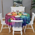 thumbnail image 2 of Colorful Tie Dye Circular Spiral Pattern Round Tablecloth 60"x60",Wrinkle Wipeable Table Cloth for Kitchen Dining Room Picnic Patio Party, 2 of 6