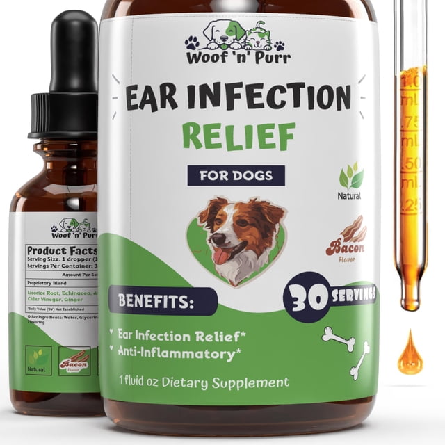 Tintura herbal Woof 'n' Purr para tratamiento de infecciones de oído en perros, 30 ml