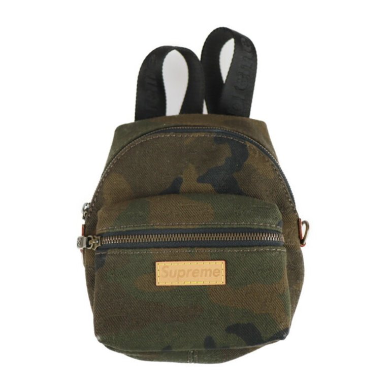 Authenticated Used LOUIS VUITTON Louis Vuitton Apollo Backpack Nano Supreme  Collaboration Pouch M44201 Canvas Leather Dark Olive Mini Luk Bag Charm 