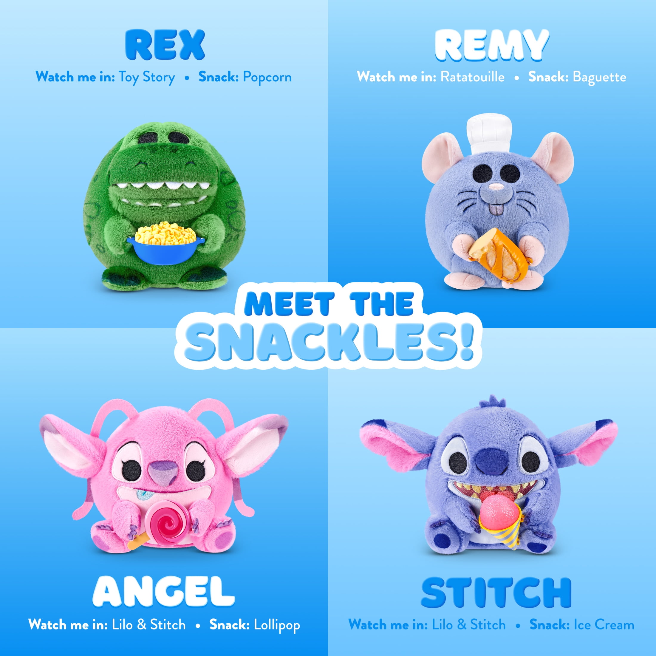 Snackles Disney Mystery Capsule 5 inch (Assorted Characters), Soft Stuffed Plush Toy by ZURU